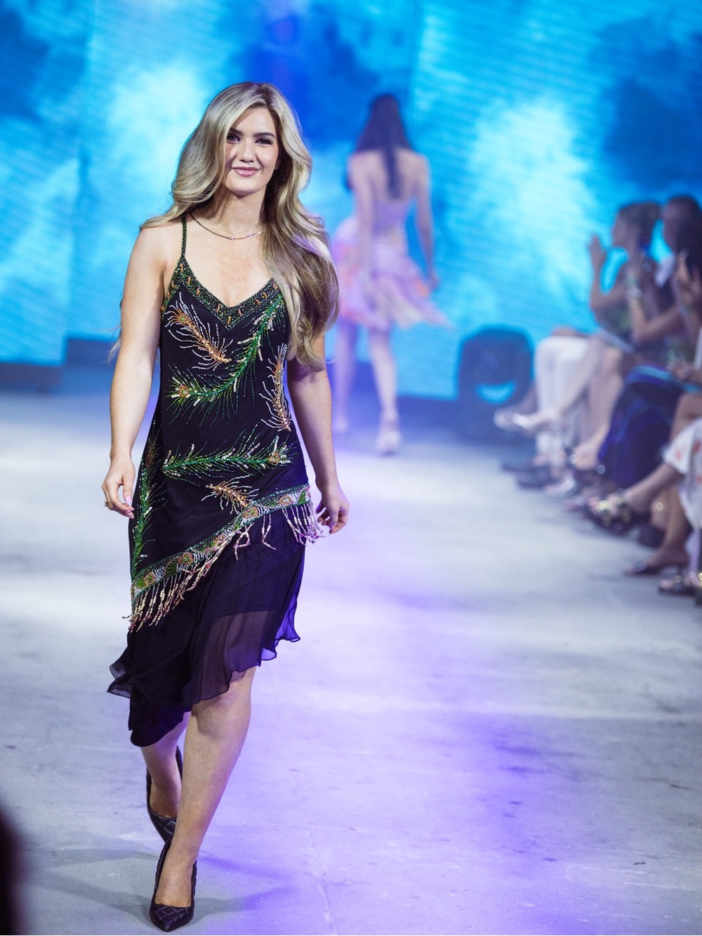 INSANE Embellished Black Beaded Evening Slip Dress